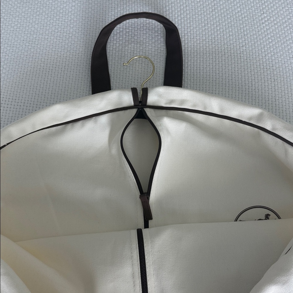 Hermès Canvas Garment Bag / Luxury Travel Dust Cover | Cream & Brown - Picture 6 of 8